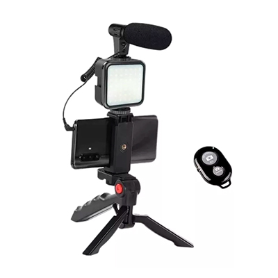 KIT DE GRABAR VIDEO ESTABILIZADOR - MICROFONO + LUZ AY-49U