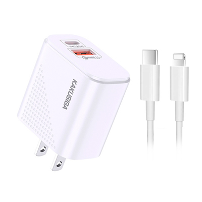 CARGADOR DOBLE PUERTO TIPO C A LIGHTNING (IPHONE) 25W KSC-921 - KSC-769